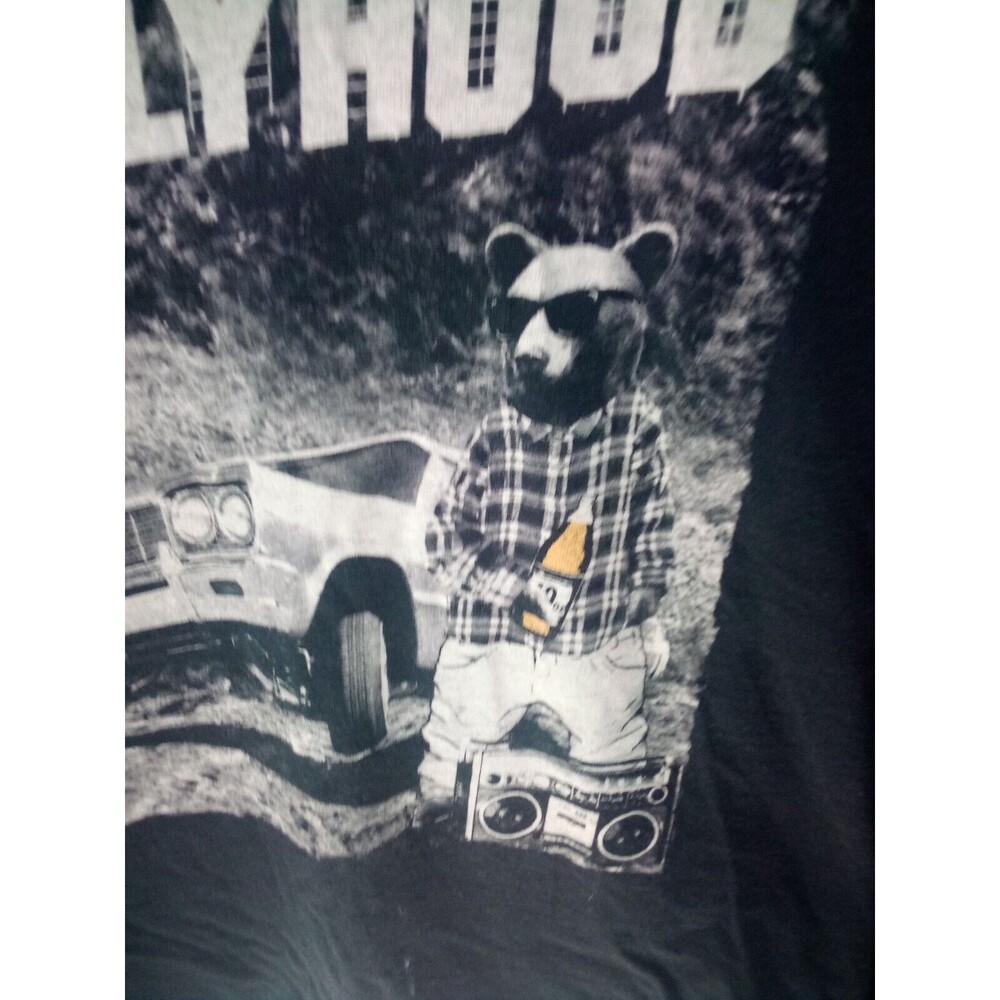 MENS RIOT SOCIETY HOLLYWOOD BEAR BLACK Long Sleeve T-SHIRT SIZE Small USA - Picture 2 of 5